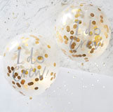 Gold confetti “I do crew” balloons