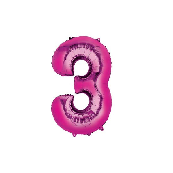 Number 3 balloon - Pink